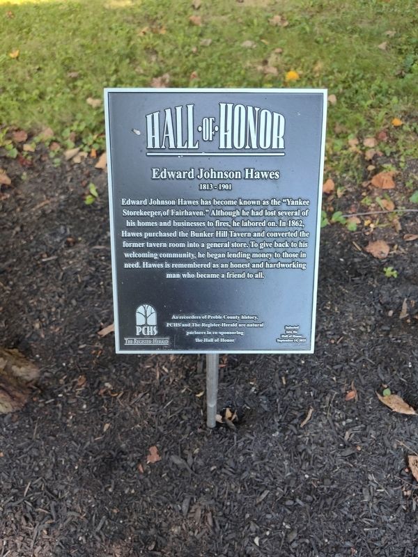 Edward Johnson Hawes Marker. Click for full size. Edward Johnson Hawes Marker image. Click for full size.