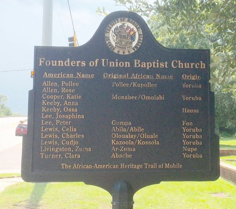 Founders of Union Baptist Church Marker. Click for full size. Founders of Union Baptist Church Marker image. Click for full size.