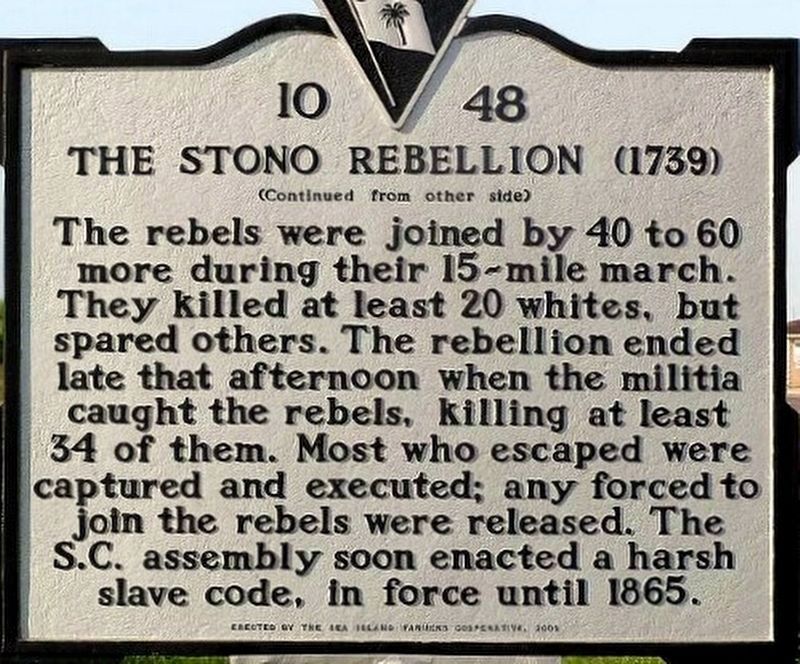 The Stono Rebellion. Click for more information. The Stono Rebellion image. Click for more information.