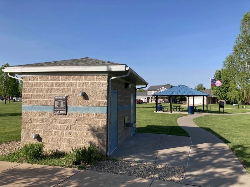 Photo of Marker on the Side of the Restrooms/Storm Shelter image. Click for full size.