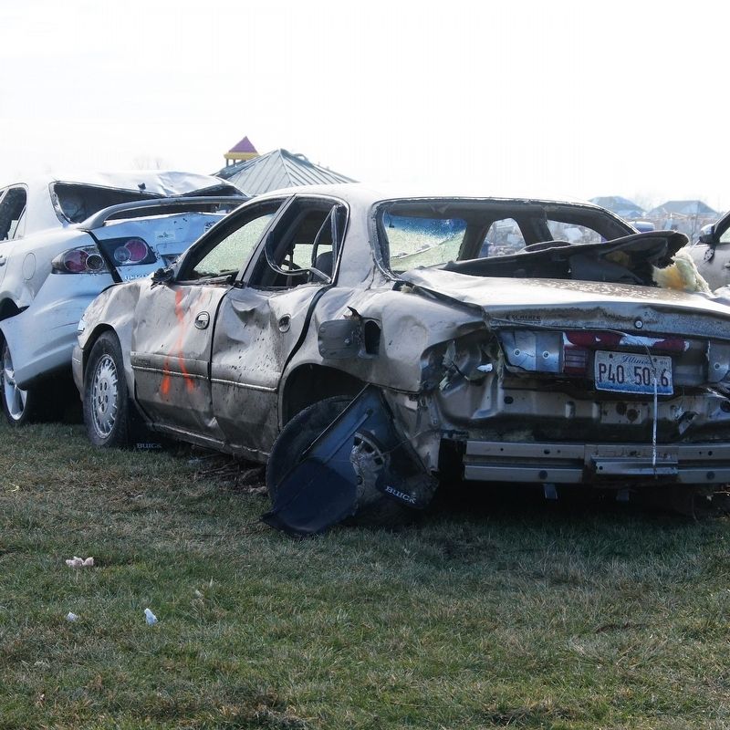 Cars Damaged by the Tornado in Harry LaHood Park image. Click for full size.