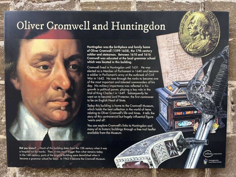 Oliver Cromwell and Huntingdon Marker image. Click for full size.