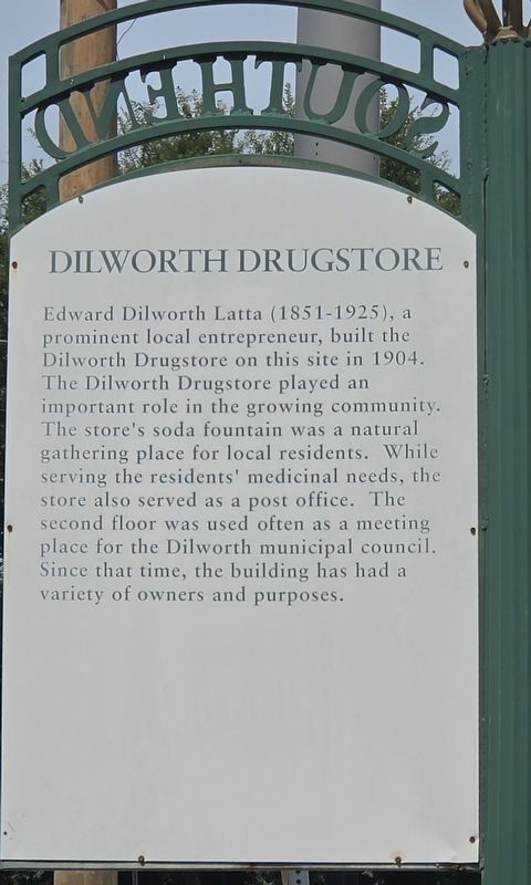 Dilworth Drugstore Marker. Click for full size. Dilworth Drugstore Marker image. Click for full size.