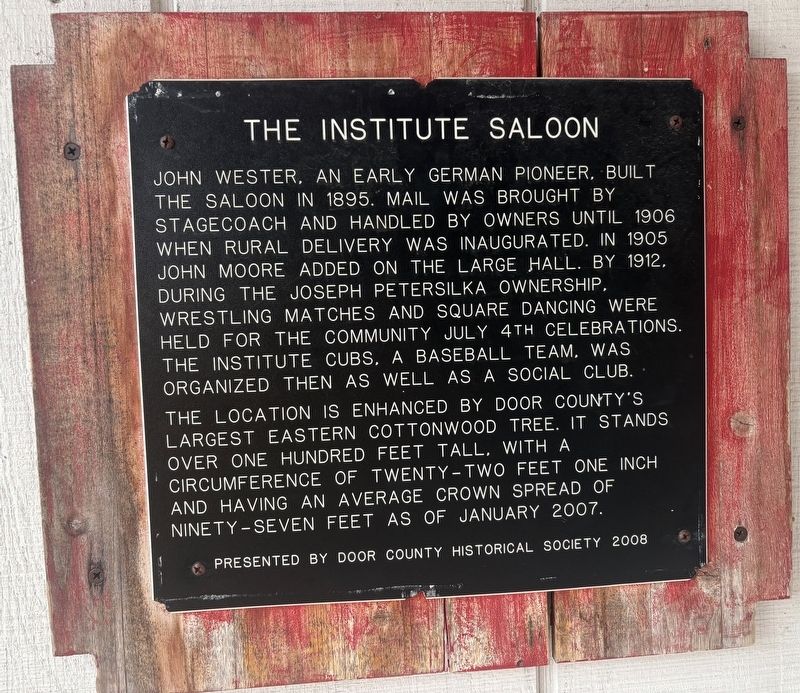 The Institute Saloon Marker. Click for full size. The Institute Saloon Marker image. Click for full size.