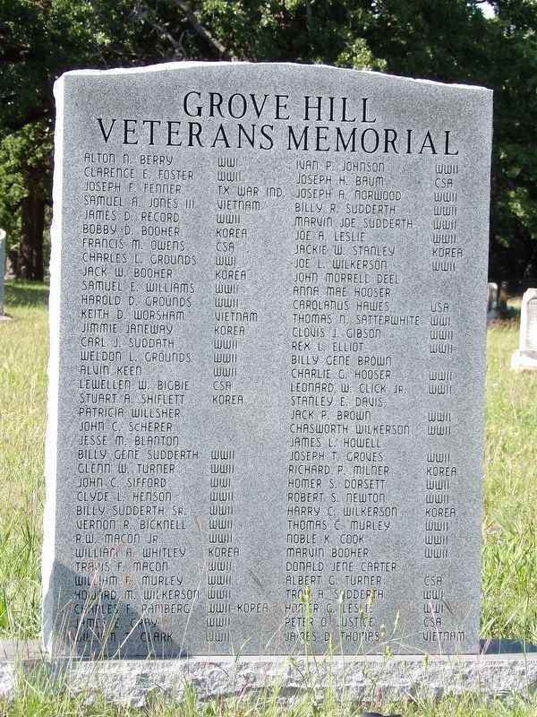 Grove Hill Veterans Memorial image. Click for full size.