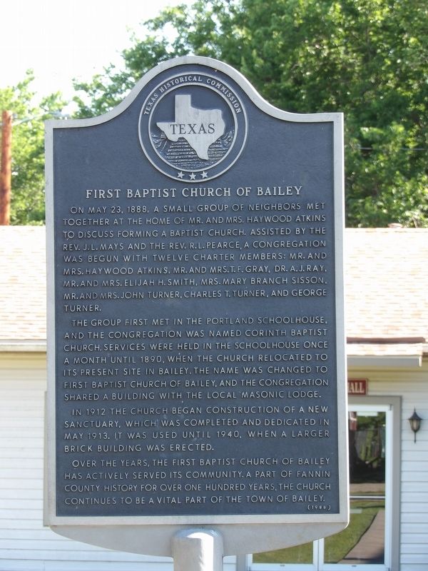 First Baptist Church of Bailey Marker. Click for full size. First Baptist Church of Bailey Marker image. Click for full size.