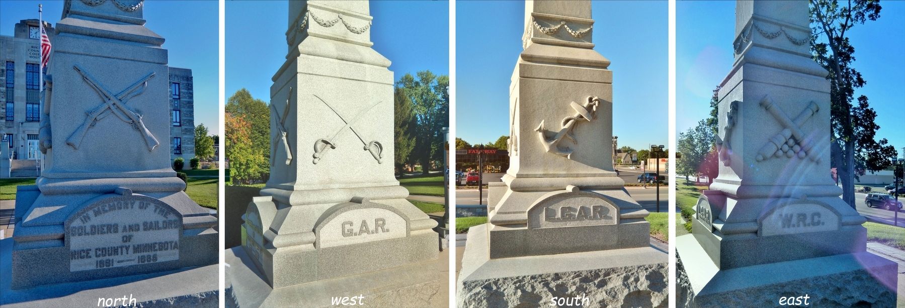 Rice County Soldiers & Sailors Memorial (<i>detail</i>). Click for full size. Rice County Soldiers & Sailors Memorial (<i>detail</i>) image. Click for full size.