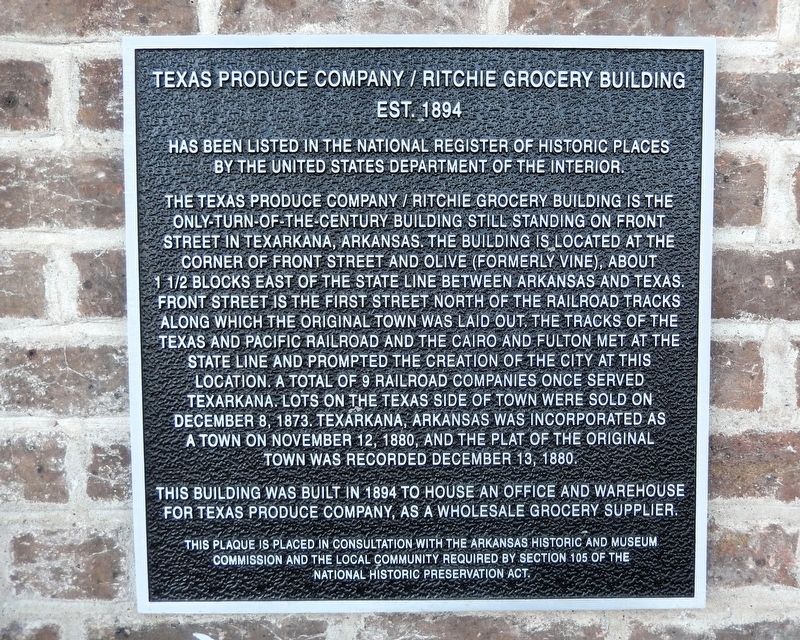 Texas Produce Company/Richie Grocery Building Marker. Click for full size. Texas Produce Company/Richie Grocery Building Marker image. Click for full size.
