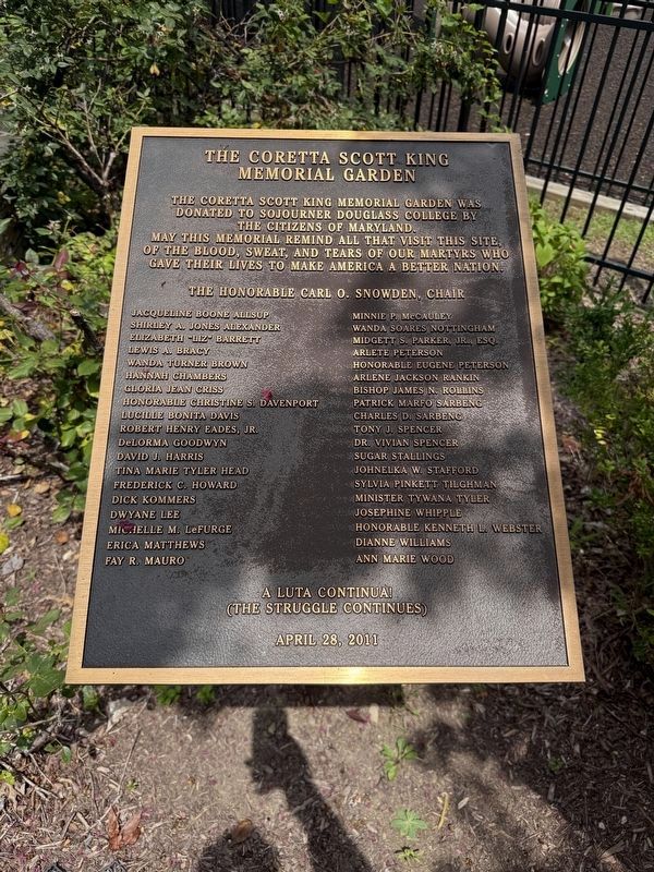 Coretta Scott King Memorial Garden Dedication Plaque. Click for full size. Coretta Scott King Memorial Garden Dedication Plaque image. Click for full size.