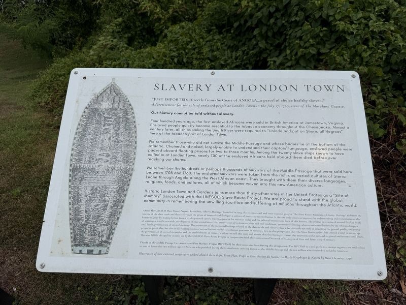 Slavery at London Town Marker. Click for full size. Slavery at London Town Marker image. Click for full size.