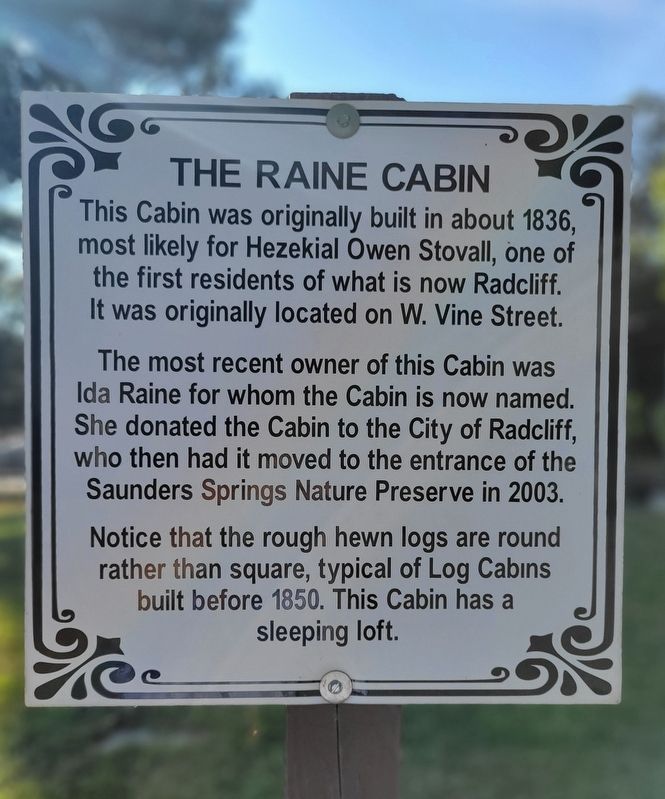 The Raine Cabin Marker. Click for full size. The Raine Cabin Marker image. Click for full size.