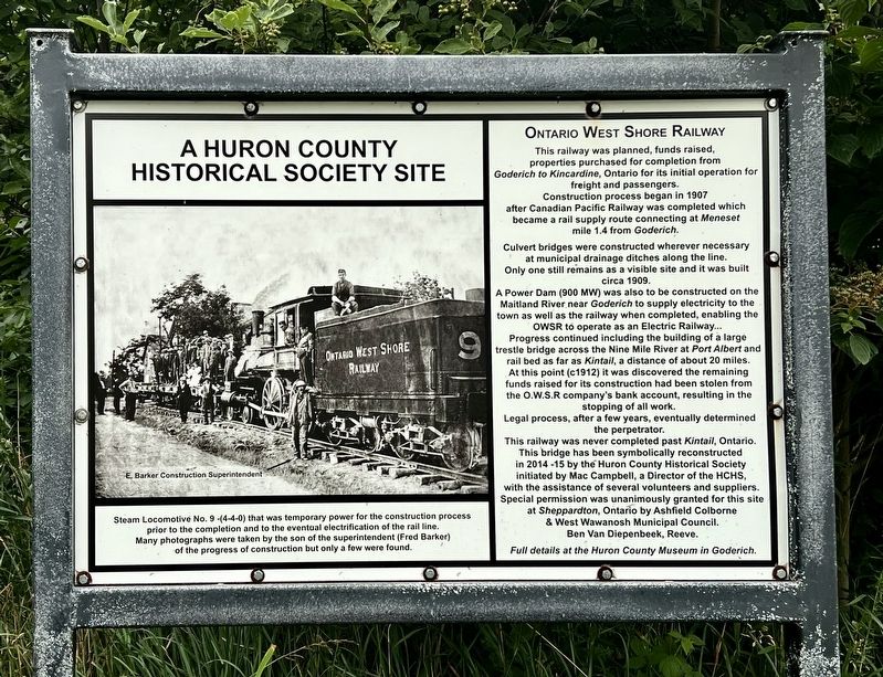 Ontario West Shore Railway Marker image. Click for full size.