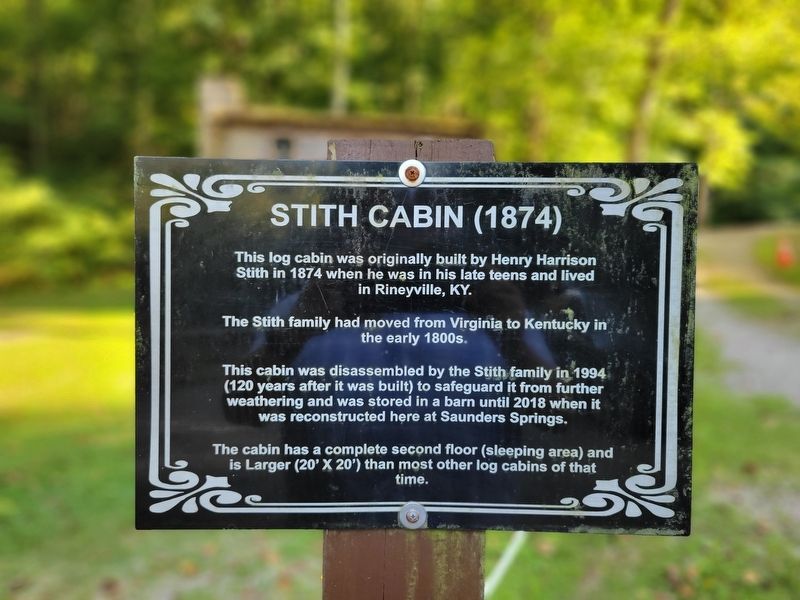 Stith Cabin (1874) Marker. Click for full size. Stith Cabin (1874) Marker image. Click for full size.