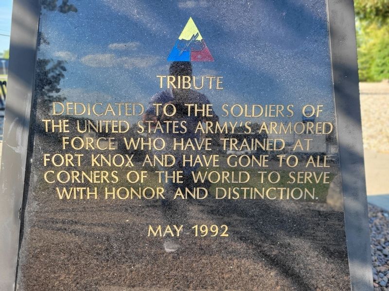 Army Armored Forces Memorial Marker. Click for full size. Army Armored Forces Memorial Marker image. Click for full size.