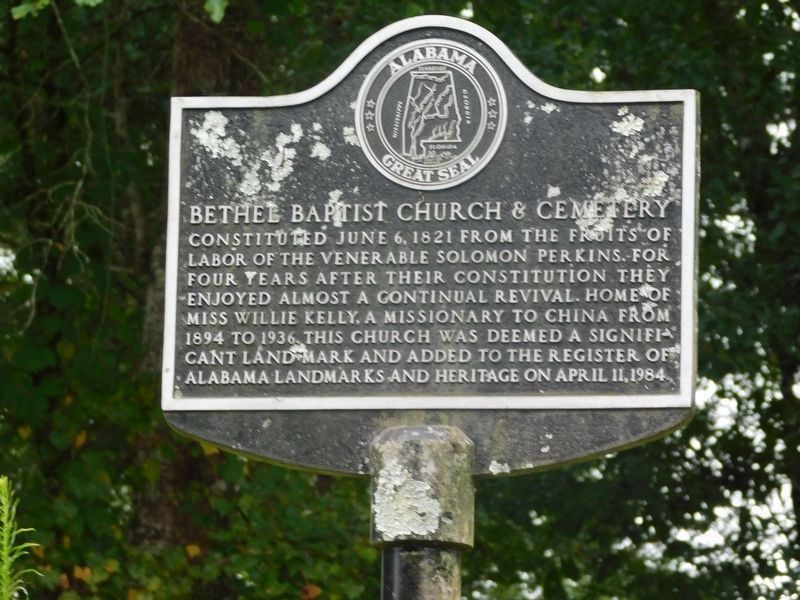 Bethel Baptist Church & Cemetery Marker. Click for full size. Bethel Baptist Church & Cemetery Marker image. Click for full size.