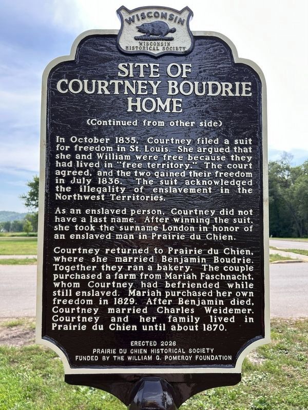 Site of Courtney Boudrie Home Marker (Reverse Side). Click for full size. Site of Courtney Boudrie Home Marker (Reverse Side) image. Click for full size.