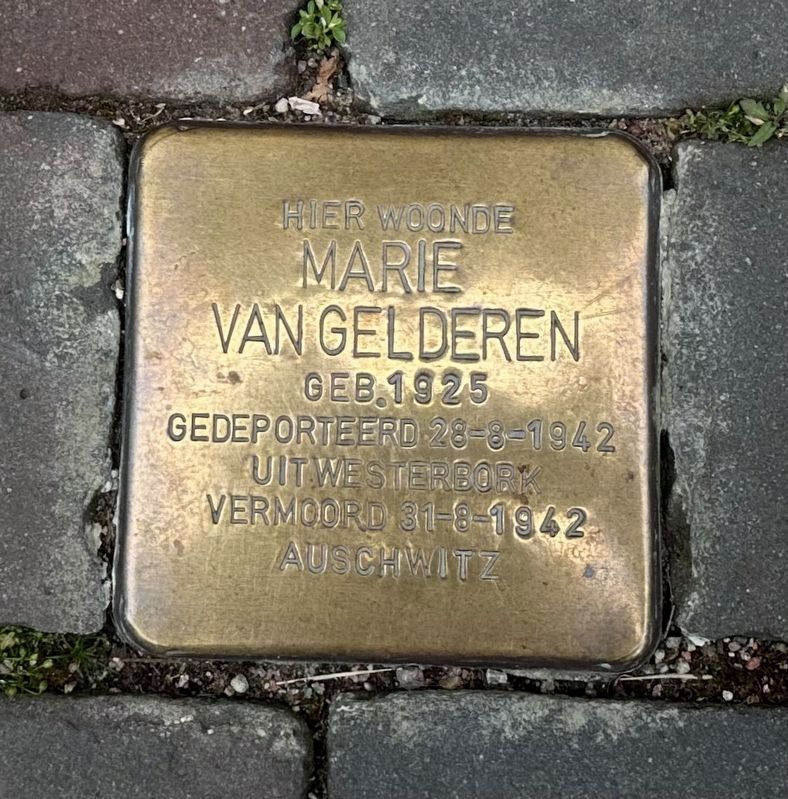 Marie van Gelderen stolperstein. Click for full size. Marie van Gelderen stolperstein image. Click for full size.
