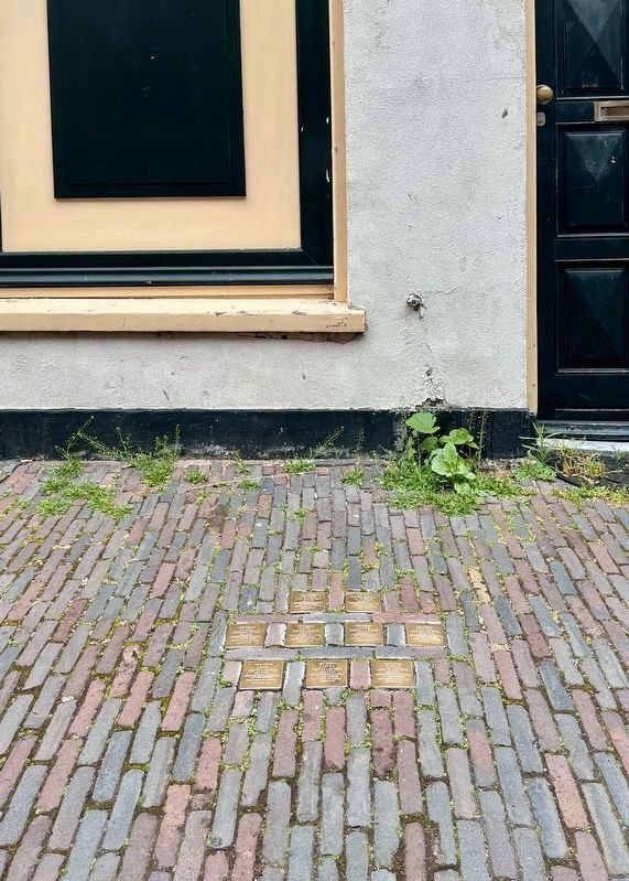 Marie van Gelderen stolperstein - wide view. Click for full size. Marie van Gelderen stolperstein - wide view image. Click for full size.