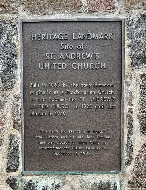 Site of St. Andrew’s United Church Marker. Click for full size. Site of St. Andrew’s United Church Marker image. Click for full size.