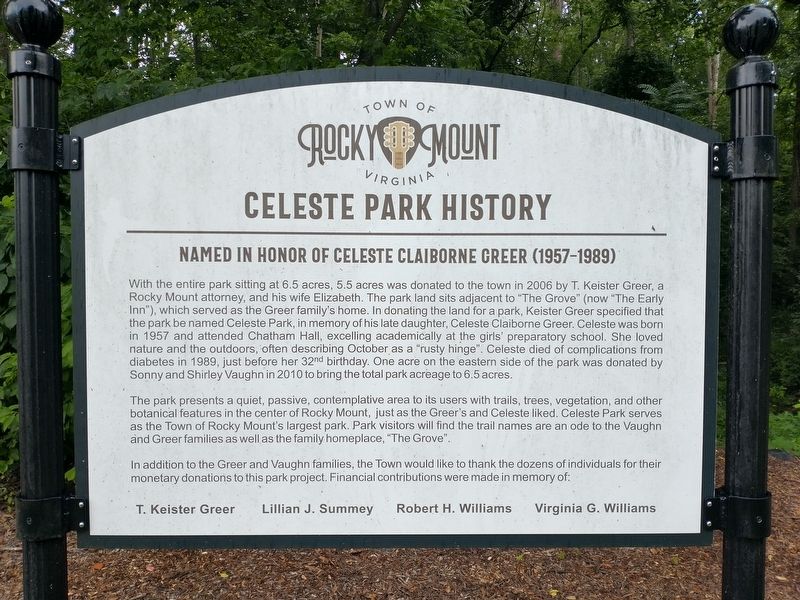 Celeste Park History Marker image. Click for full size.