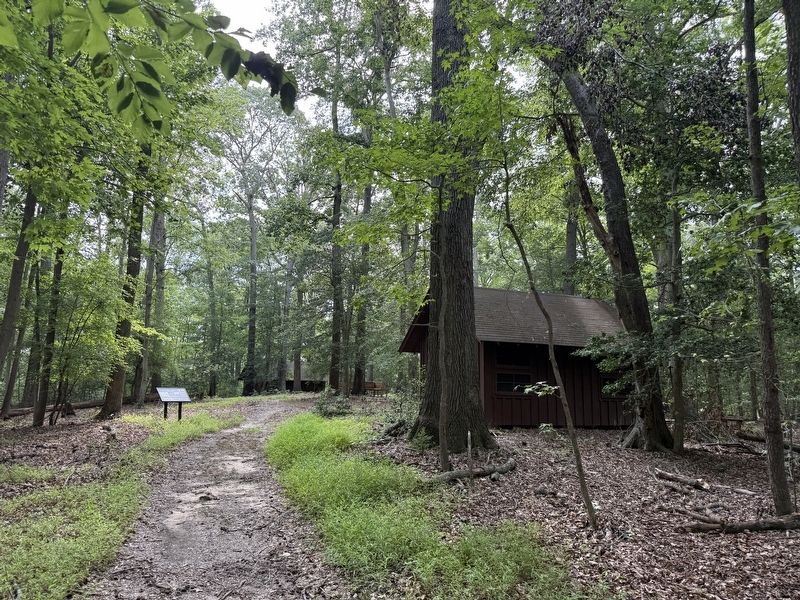 Camp Mohawk Marker and Site along the Hiking Trail. Click for full size. Camp Mohawk Marker and Site along the Hiking Trail image. Click for full size.