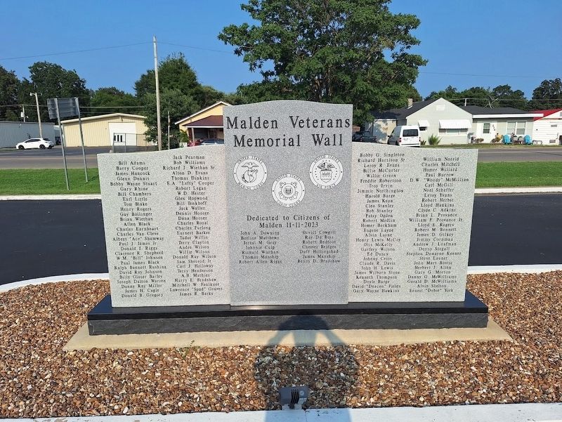 Malden Veterans Memorial Wall Marker. Click for full size. Malden Veterans Memorial Wall Marker image. Click for full size.