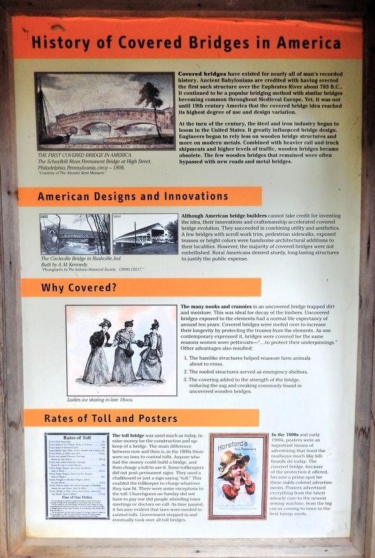 History of Covered Bridges in America Marker. Click for full size. History of Covered Bridges in America Marker image. Click for full size.