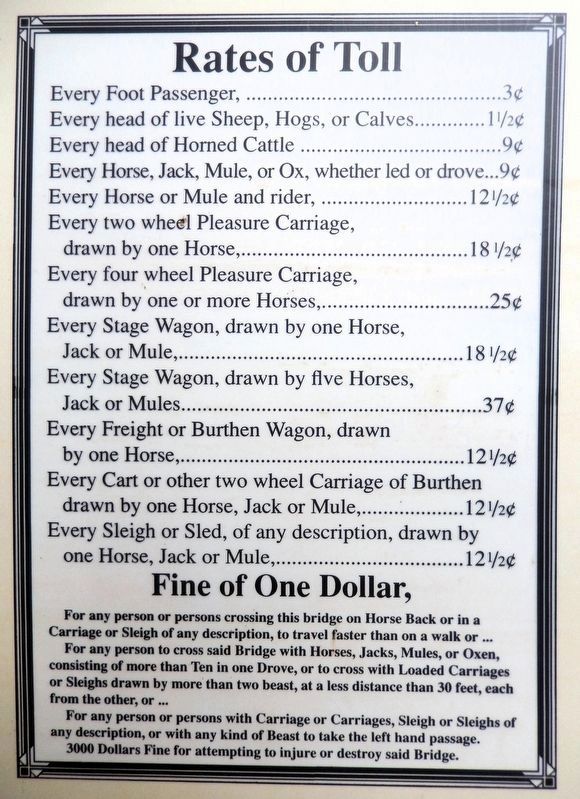 Marker detail: Rates of Toll. Click for full size. Marker detail: Rates of Toll image. Click for full size.