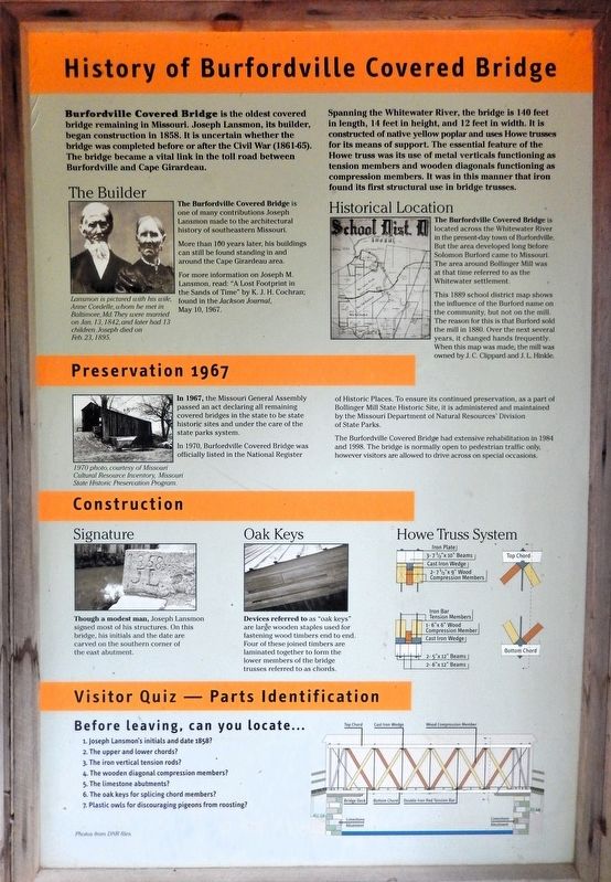 History of Burfordville Covered Bridge Marker image. Click for full size.