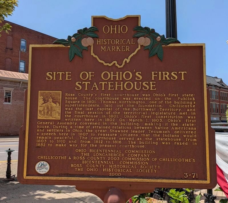 Site of Ohio's First Statehouse Marker image. Click for full size.