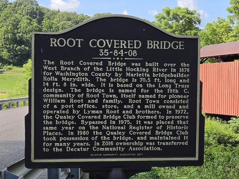 Root Covered Bridge Marker. Click for full size. Root Covered Bridge Marker image. Click for full size.