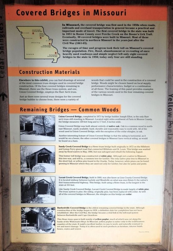 Covered Bridges in Missouri Marker. Click for full size. Covered Bridges in Missouri Marker image. Click for full size.