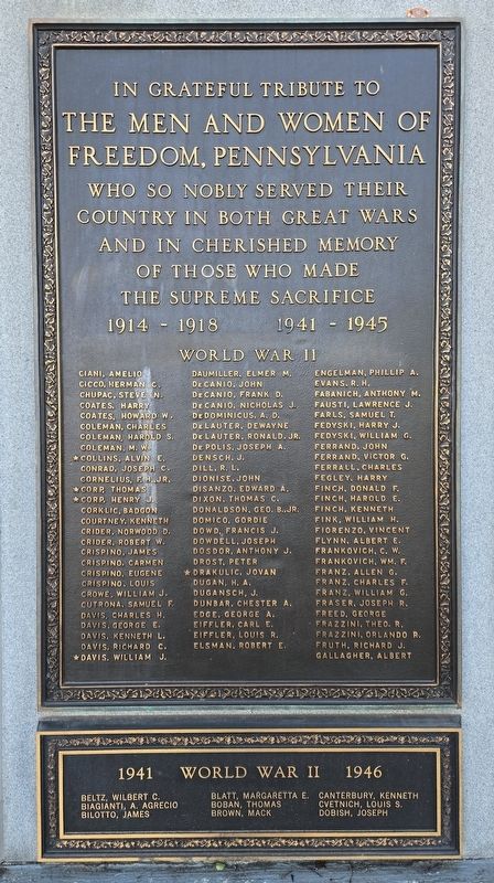 Freedom Honor Roll Marker. Click for full size. Freedom Honor Roll Marker image. Click for full size.