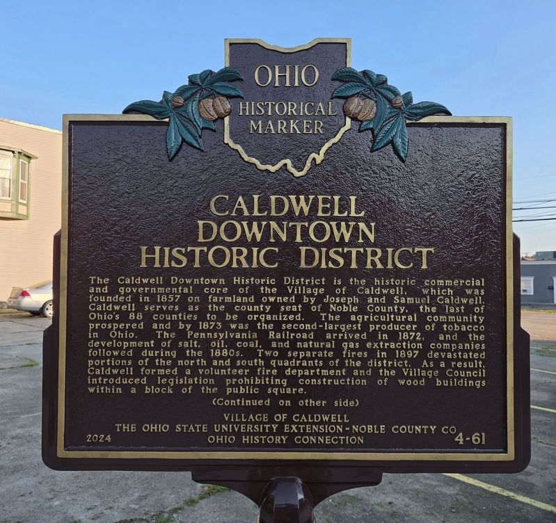 Caldwell Downtown Historic District Marker (side 1) image. Click for full size.