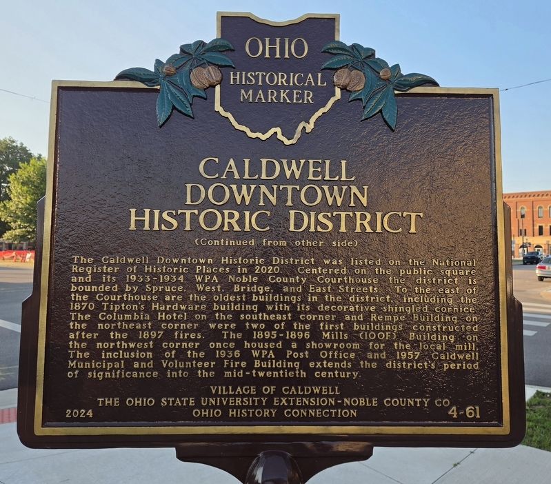 Caldwell Downtown Historic District Marker (side 2) image. Click for full size.