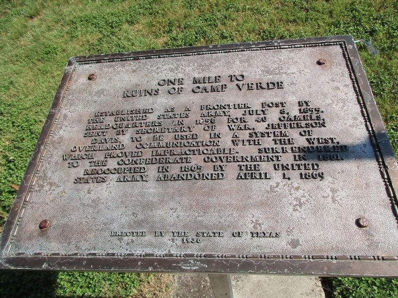 One Mile to Ruins of Camp Verde Marker. Click for full size. One Mile to Ruins of Camp Verde Marker image. Click for full size.