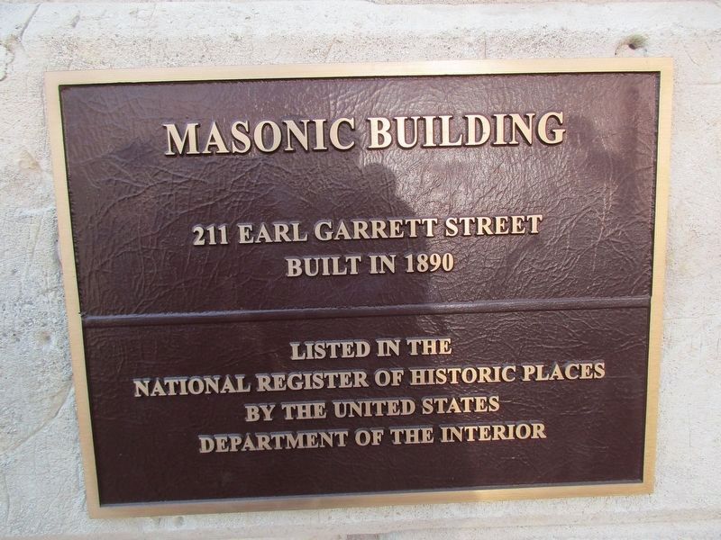 Masonic Building N.R.O.H.P. plaque. Click for full size. Masonic Building N.R.O.H.P. plaque image. Click for full size.