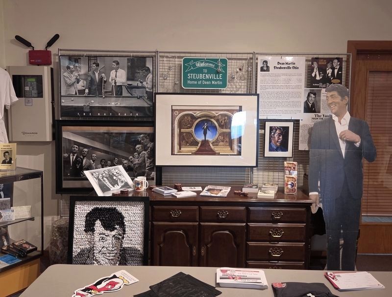 A collection of Dean Martin memorabilia at the Steubenville Visitors Center. Click for full size. A collection of Dean Martin memorabilia at the Steubenville Visitors Center image. Click for full size.
