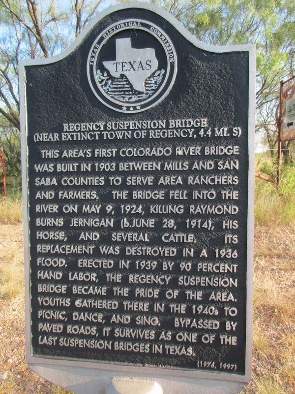 Regency Suspension Bridge Marker. Click for full size. Regency Suspension Bridge Marker image. Click for full size.
