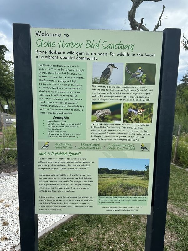 Welcome to Stone Harbor Bird Sanctuary Marker image. Click for full size.
