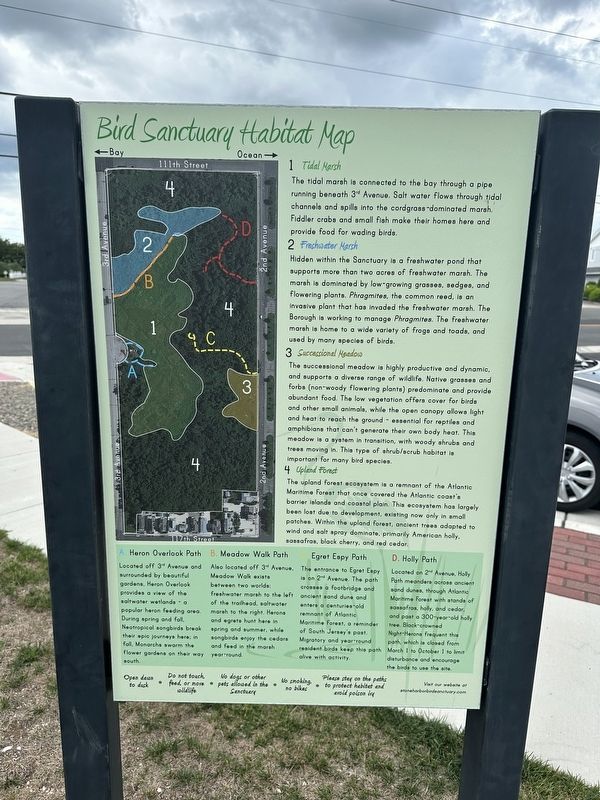Welcome to Stone Harbor Bird Sanctuary Marker - reverse side image. Click for full size.