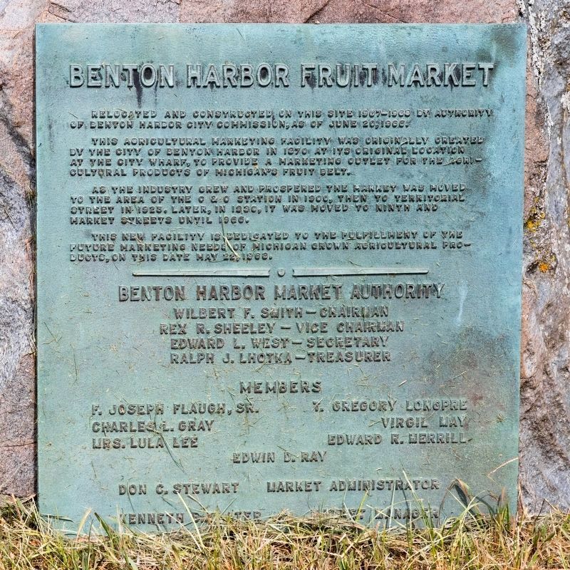 Benton Harbor Fruit Market Plaque. Click for full size. Benton Harbor Fruit Market Plaque image. Click for full size.