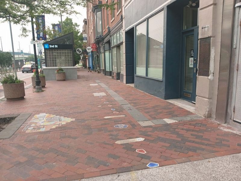 A National Historic Site in Journalism Marker with Path to Democracy Mural. Click for full size. A National Historic Site in Journalism Marker with Path to Democracy Mural image. Click for full size.