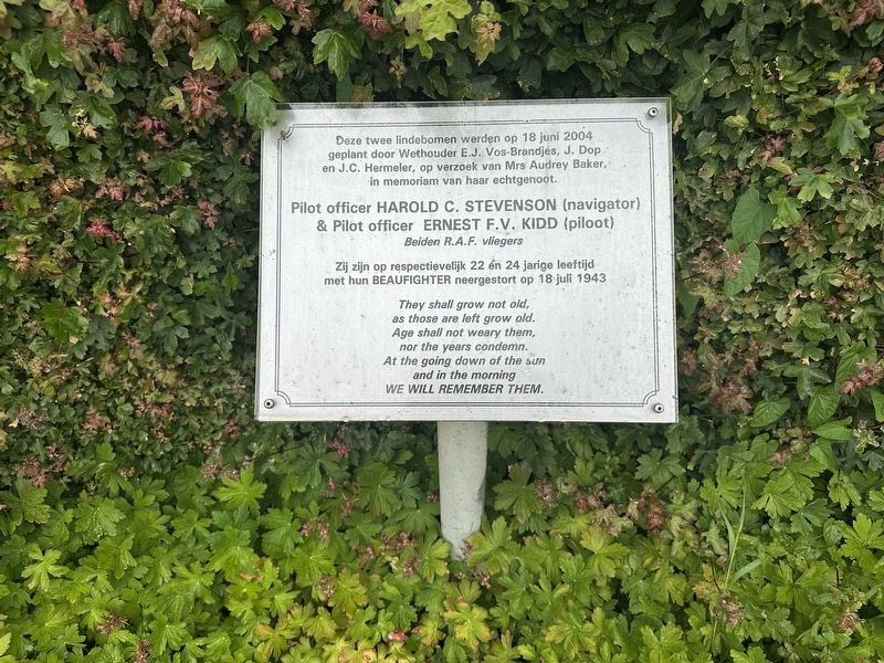Harold C. Stevenson and Ernest F.V. Kidd Memorial - text. Click for full size. Harold C. Stevenson and Ernest F.V. Kidd Memorial - text image. Click for full size.