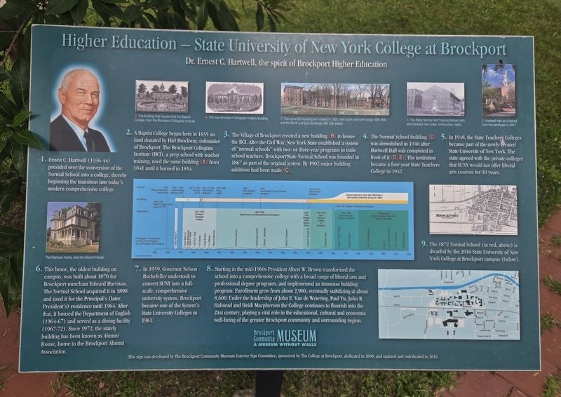 Higher Education - State University of New York College at Brockport Marker. Click for full size. Higher Education - State University of New York College at Brockport Marker image. Click for full size.