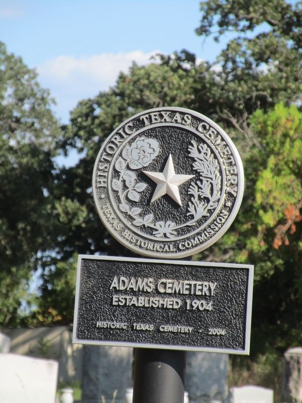 Adams Cemetery Marker. Click for full size. Adams Cemetery Marker image. Click for full size.