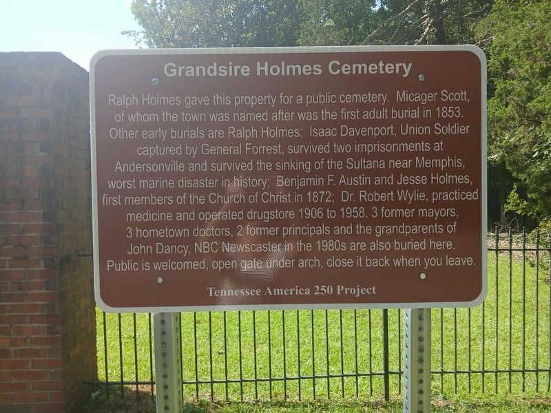 Grandsire Holmes Cemetery Marker. Click for full size. Grandsire Holmes Cemetery Marker image. Click for full size.