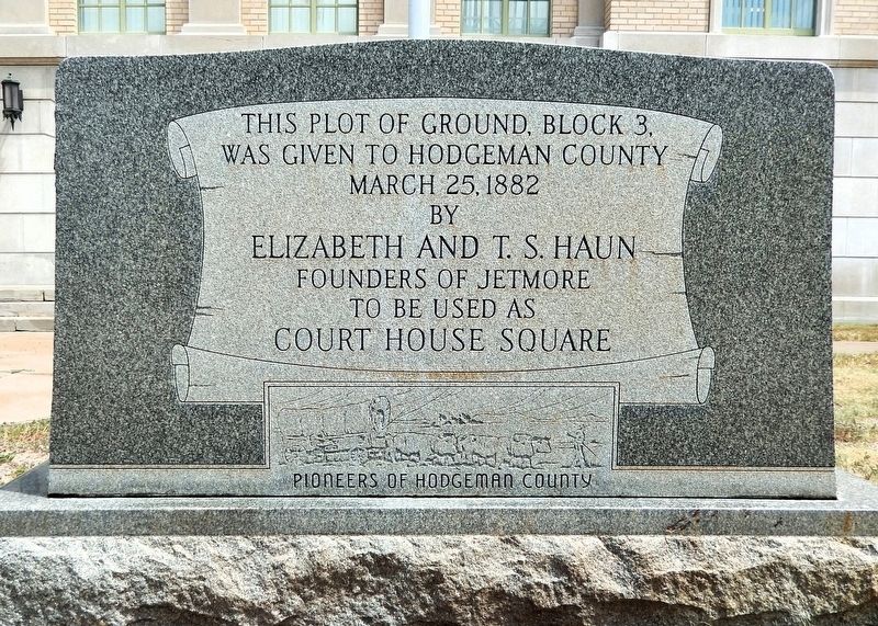This Plot of Ground, Block 3, Was Given to Hodgeman County Marker image. Click for full size.
