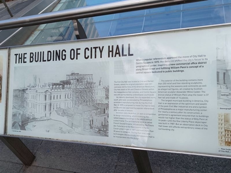 The Building of City Hall Marker, October 2022 image. Click for full size.