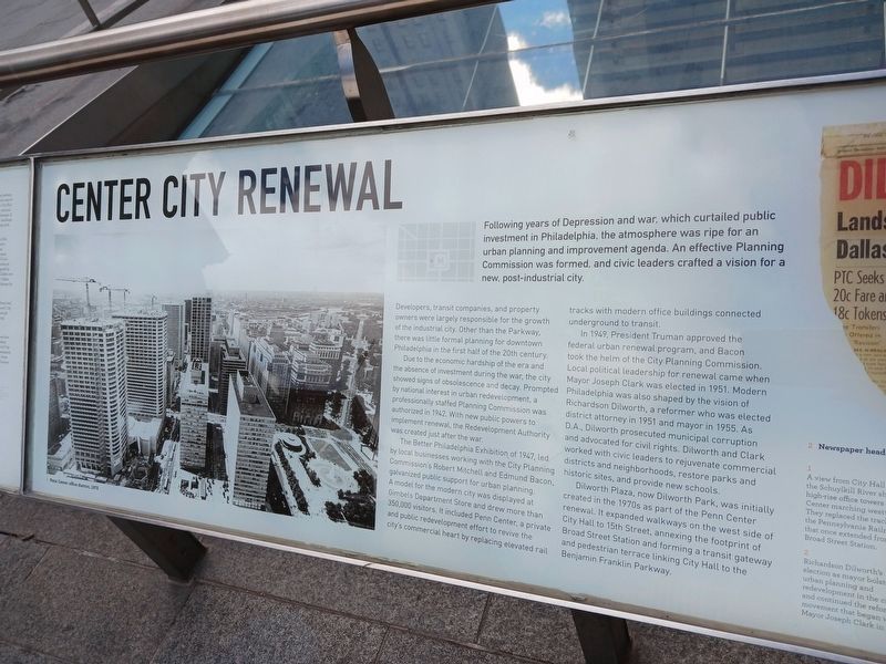 Center City Renewal Marker, October 2022. Click for full size. Center City Renewal Marker, October 2022 image. Click for full size.